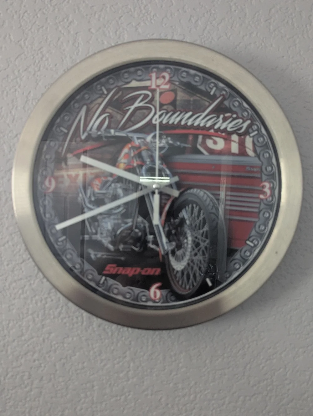 Snap On Round Wall Clock Motorcycle No Boundaries